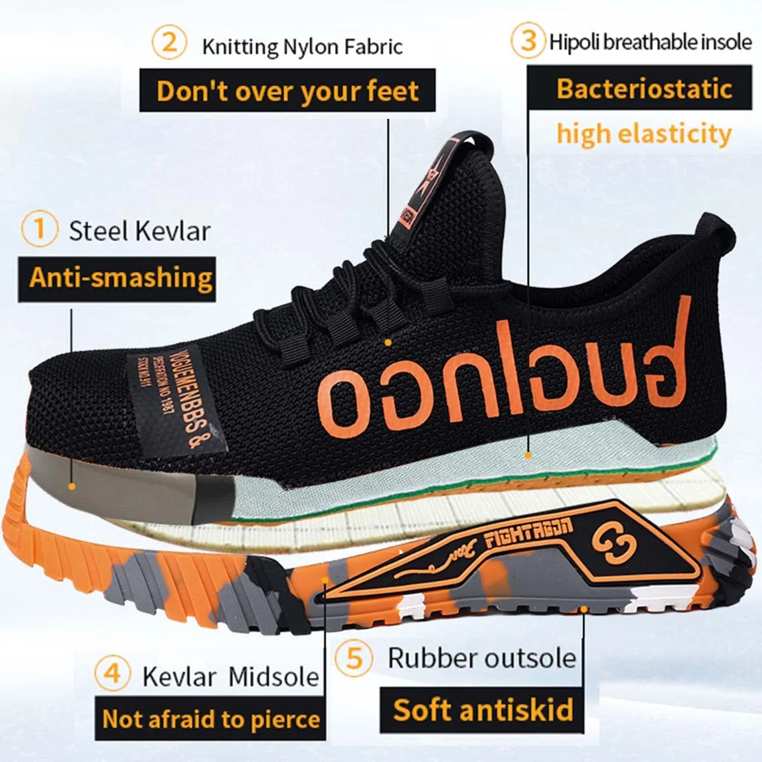 Steel Toe Shoes for Men Safety Sneakers Lightweight Work Shoes Women Breathable Slip Resistant Colorful Construction Sneakers