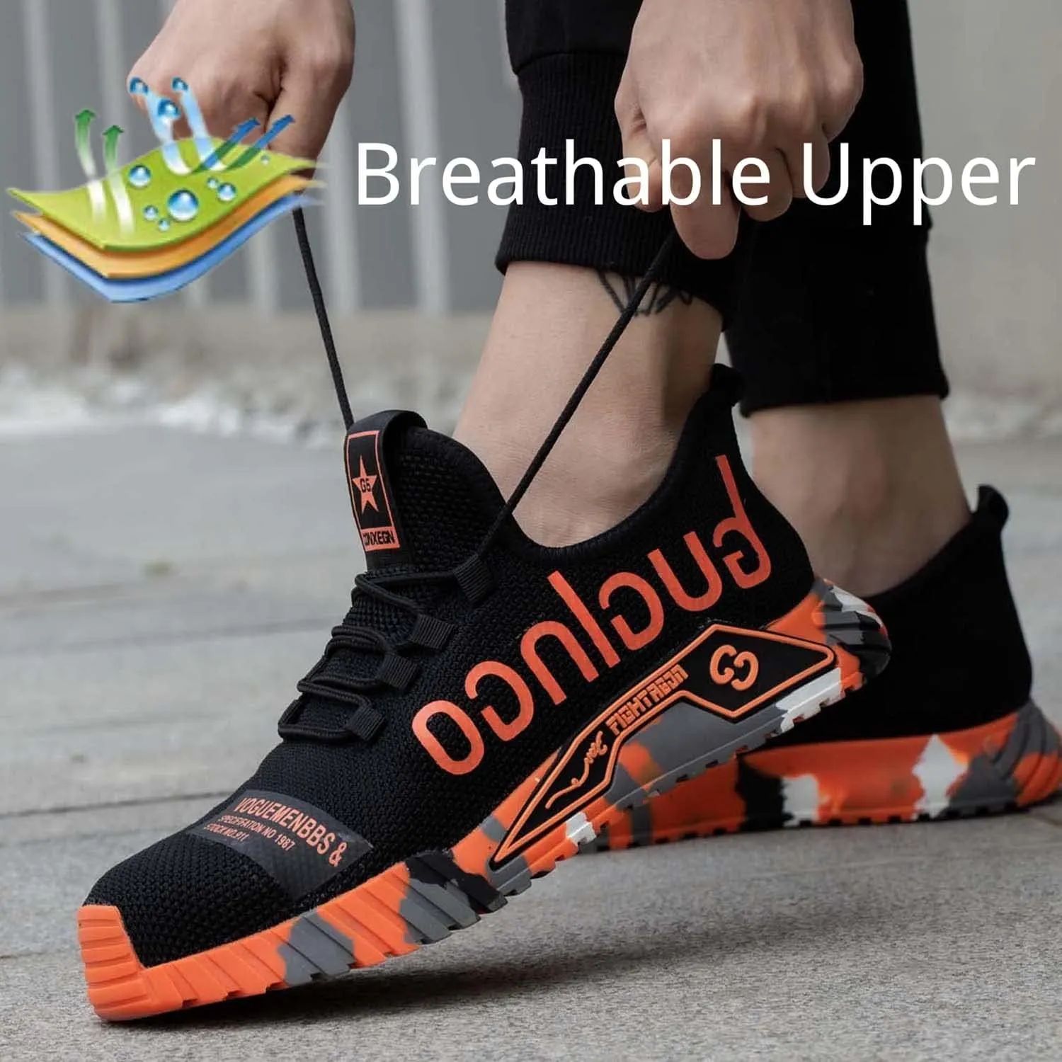 Steel Toe Shoes for Men Safety Sneakers Lightweight Work Shoes Women Breathable Slip Resistant Colorful Construction Sneakers