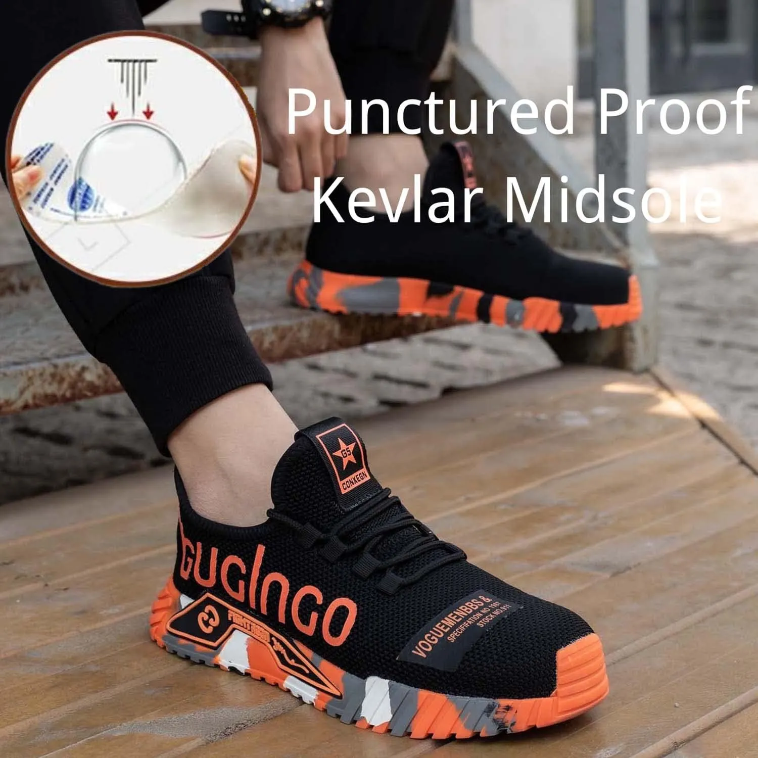 Steel Toe Shoes for Men Safety Sneakers Lightweight Work Shoes Women Breathable Slip Resistant Colorful Construction Sneakers