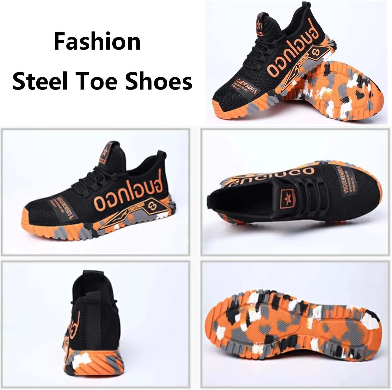 Steel Toe Shoes for Men Safety Sneakers Lightweight Work Shoes Women Breathable Slip Resistant Colorful Construction Sneakers