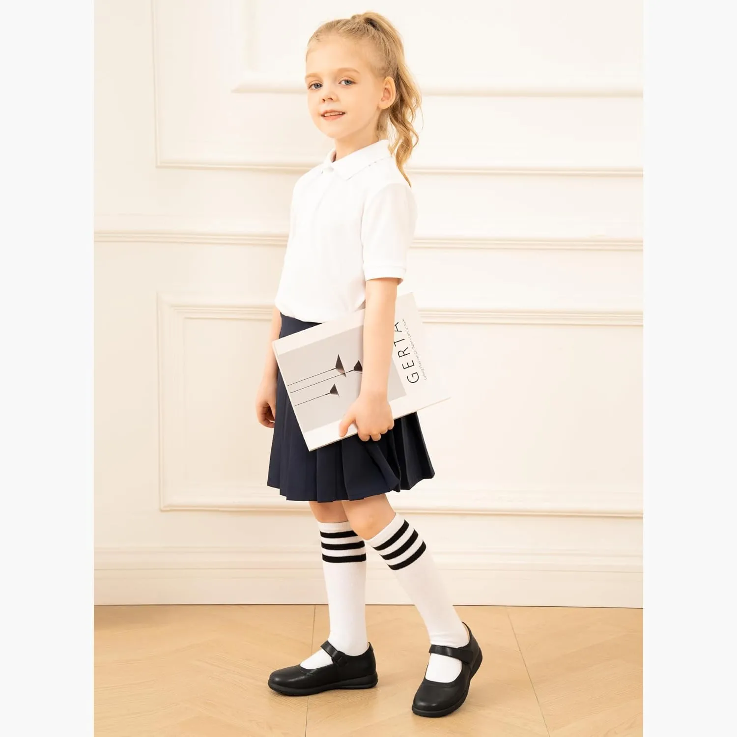 Stelle Girls School Shoes Black Mary Jane Flats Uniform Dress Shoes for Little/Big Kids