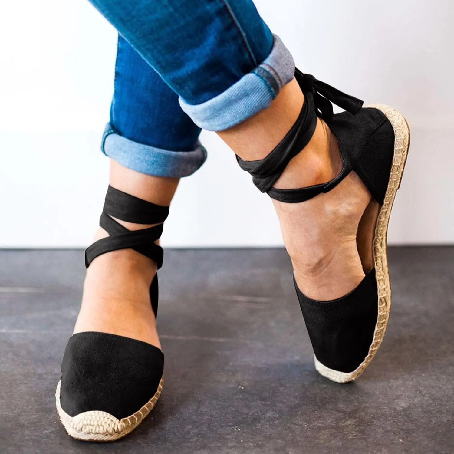 Strap Up Sandals Dressy Summer Flat for Women Spring Retro Work Office 2024 Solid Beach Falt Ladies Trendy Cover Heel, 7, Black,khaki,pink,army Green