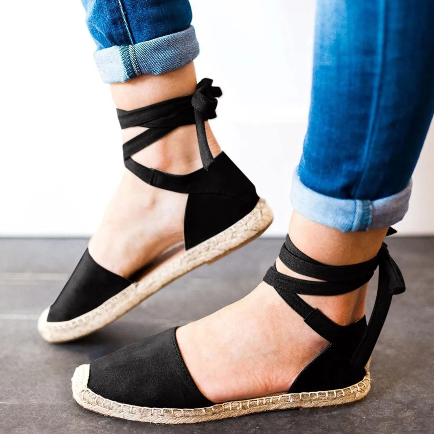 Strap Up Sandals Dressy Summer Flat for Women Spring Retro Work Office 2024 Solid Beach Falt Ladies Trendy Cover Heel, 7, Black,khaki,pink,army Green