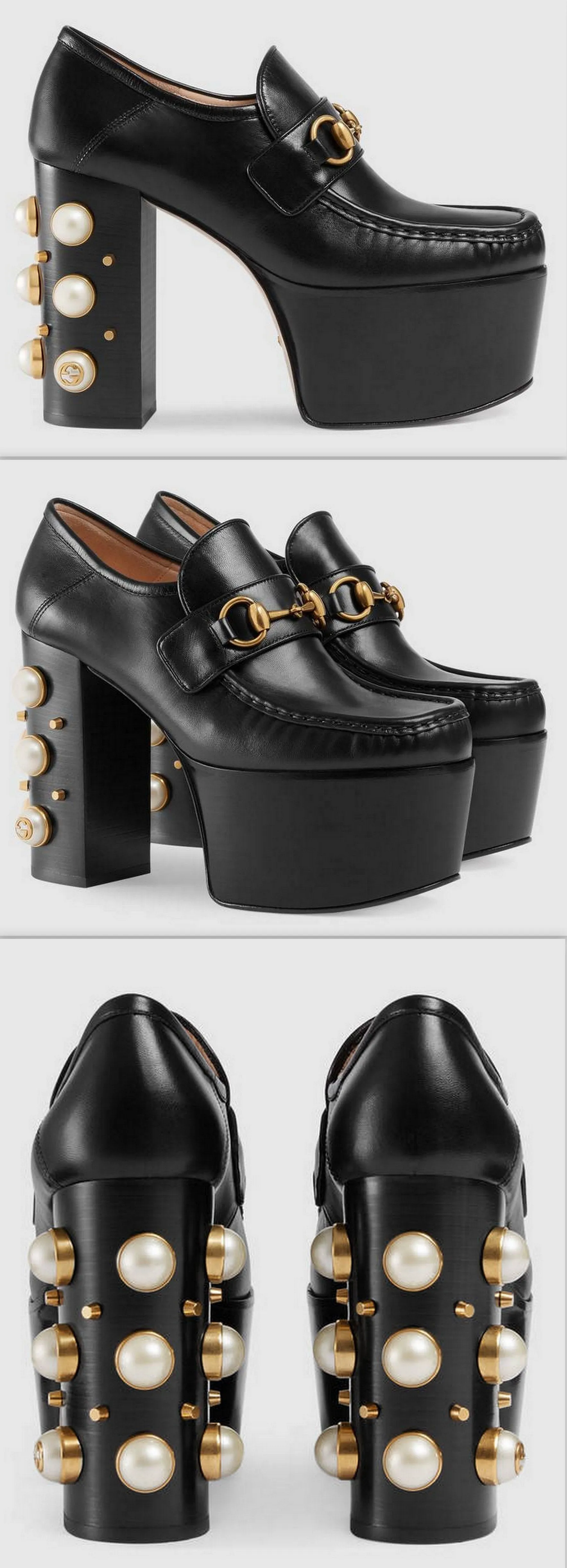 Studded Leather Horsebit Loafers