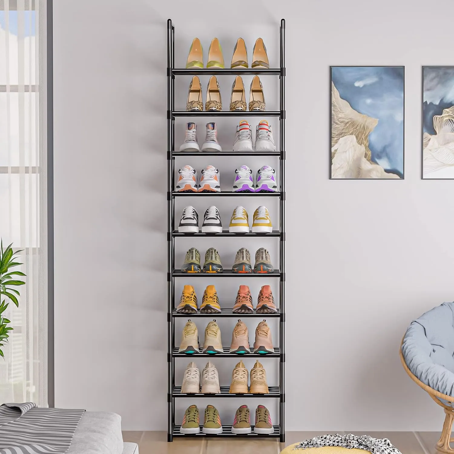 Sturdy Metal Organizer for Narrow Closets, Shoe Shelf Stand