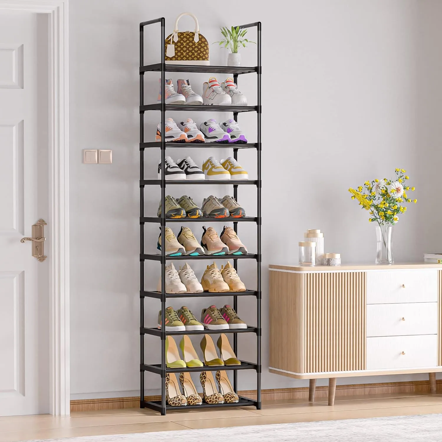 Sturdy Metal Organizer for Narrow Closets, Shoe Shelf Stand