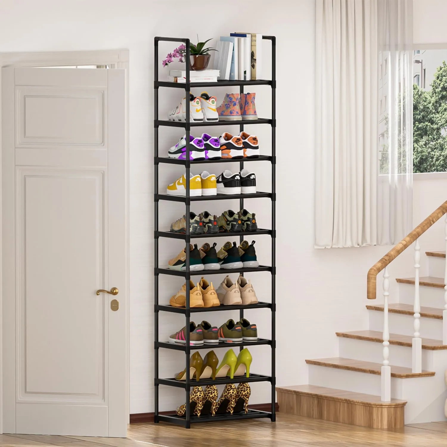 Sturdy Metal Organizer for Narrow Closets, Shoe Shelf Stand