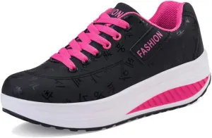 tazimall Fashion Women's Light Running Sneakers Casual Lace-up Platform Shoes