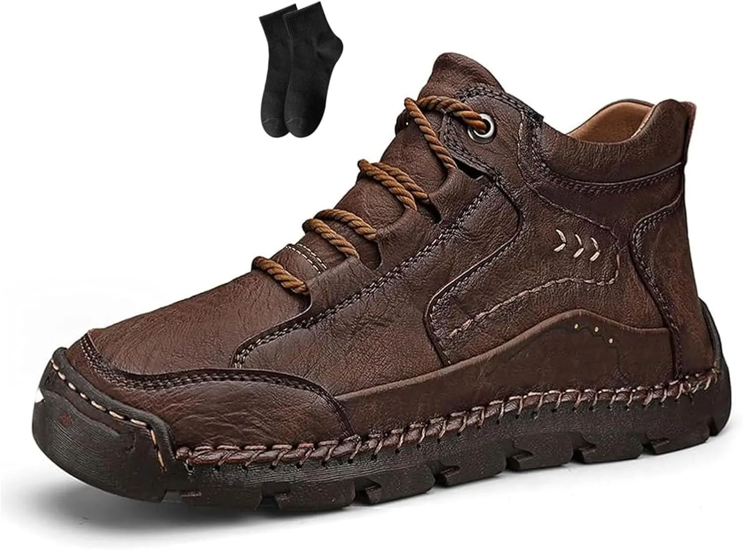 Teresad Shoes Men,Handcrafted Men's Leather Shoes,Fashion Premium Sneakers Leather Orthopedic Walking Retro Upper Business Casual High Top