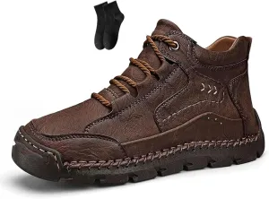 Teresad Shoes Men,Handcrafted Men's Leather Shoes,Fashion Premium Sneakers Leather Orthopedic Walking Retro Upper Business Casual High Top