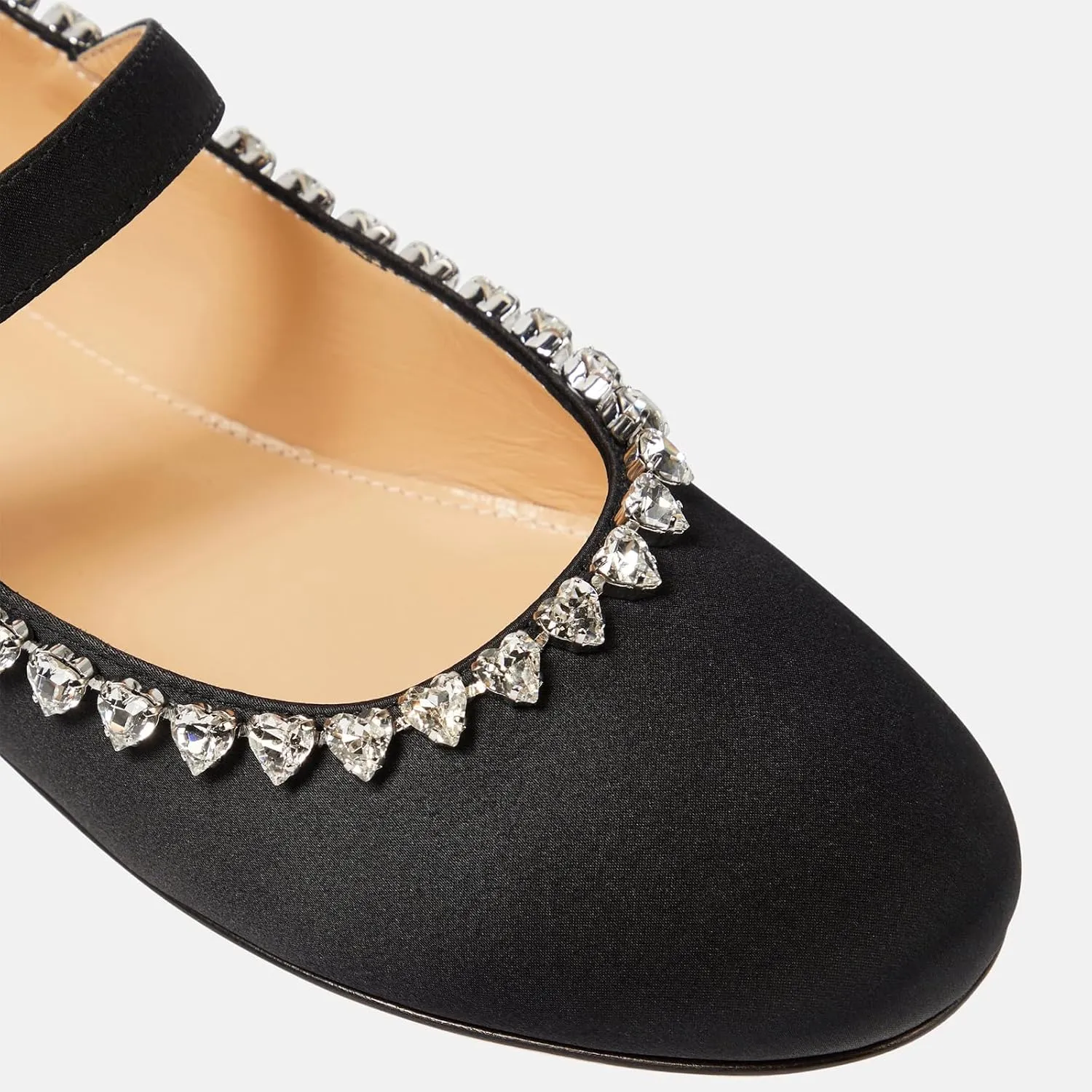 THESHY Women's Rhinestone Embellished Satin Ballet Flats Round Toe Ballerinas Flats Fashion Wedding Dressy Mary Jane for Women