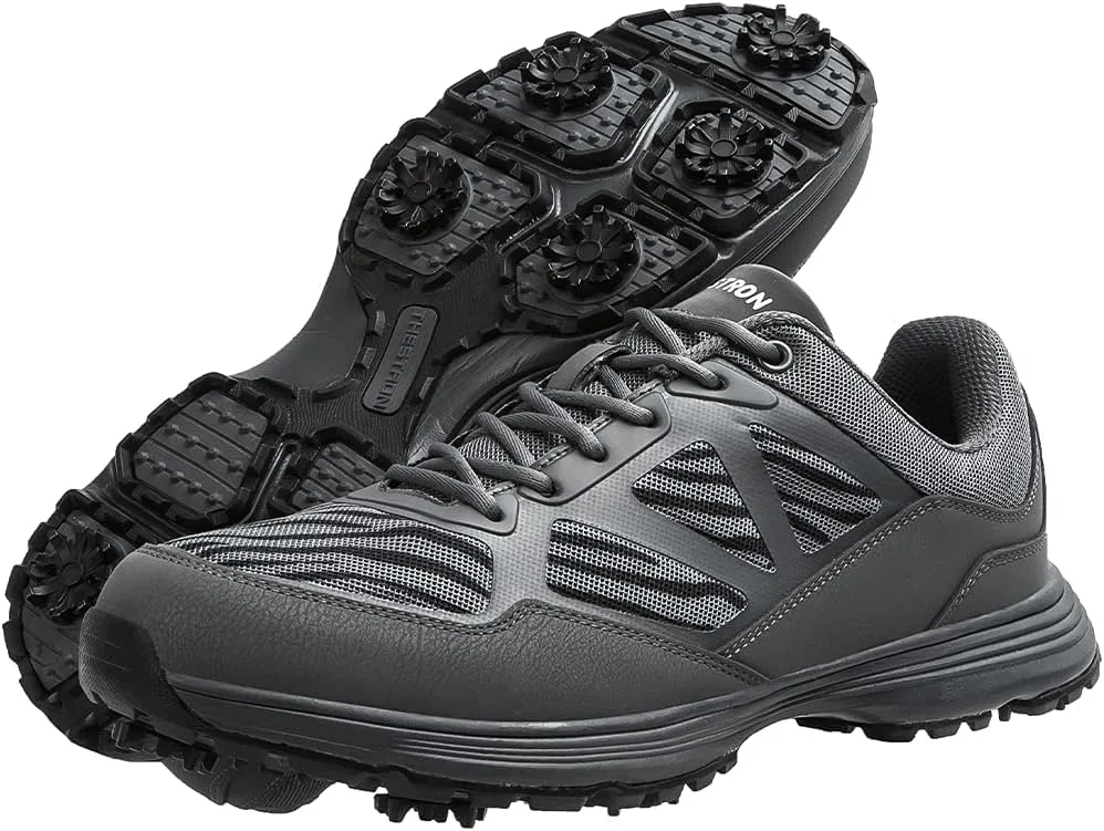 THESTRON Men Golf Shoes Mesh Breathable Breathable Golf Walking Sport Sneakers 7 Spikes Golf Trainers …