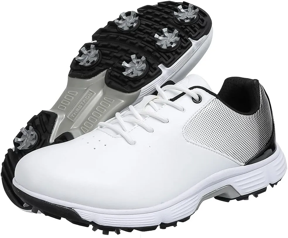THESTRON Men Golf Shoes Mesh Breathable Breathable Golf Walking Sport Sneakers 7 Spikes Golf Trainers …