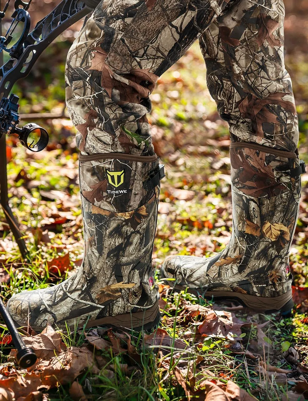 TIDEWE Rubber Hunting Boots with 800g Insulation, Waterproof Insulated Next Camo G2 Warm Rubber Boots with 7mm Neoprene, Sturdy Outdoor Hunting Boots for Men (Size 5-14)