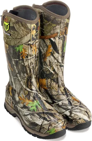 TIDEWE Rubber Hunting Boots with 800g Insulation, Waterproof Insulated Next Camo G2 Warm Rubber Boots with 7mm Neoprene, Sturdy Outdoor Hunting Boots for Men (Size 5-14)
