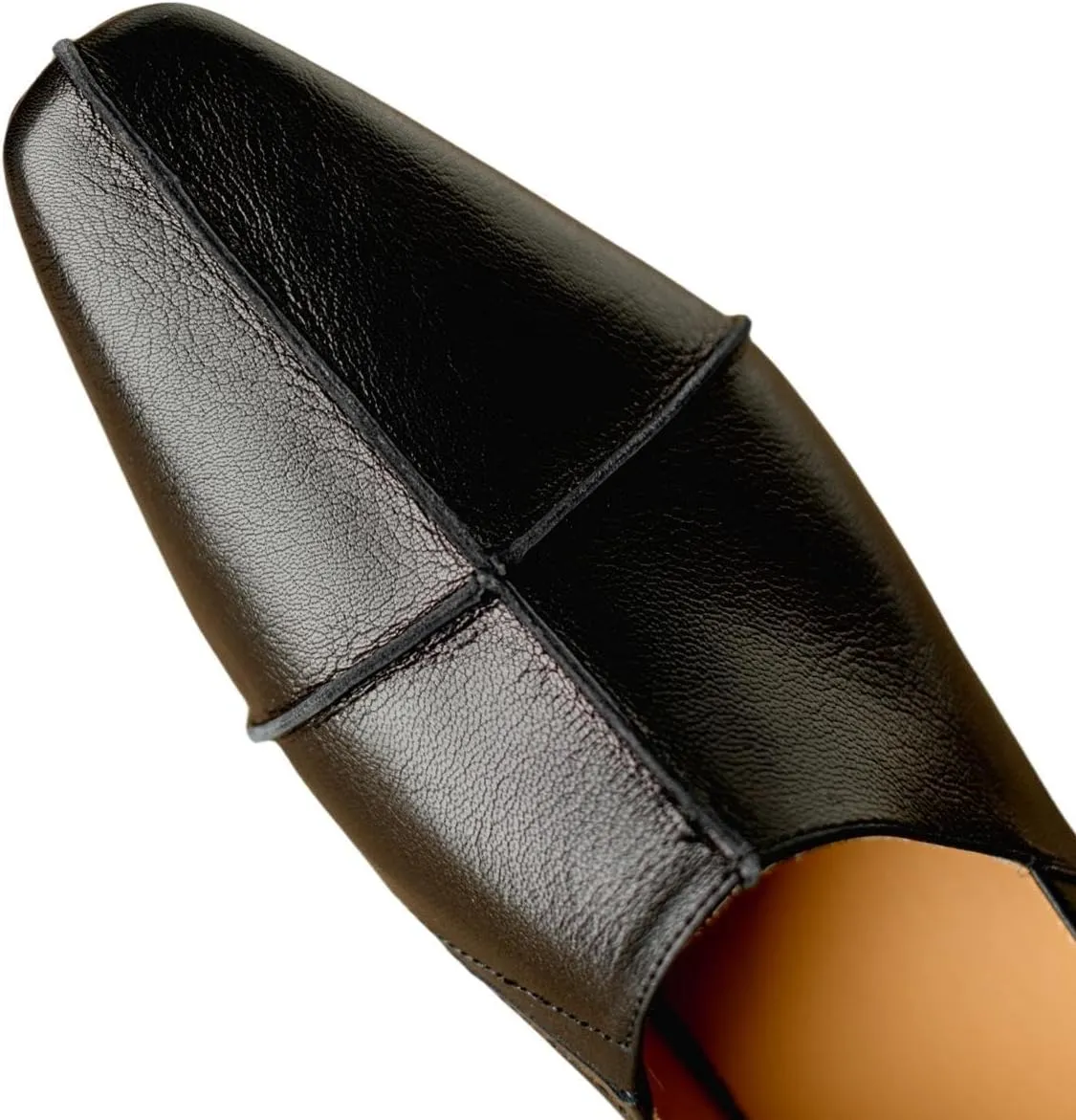 TinaCus Women's Genuine Leather Square Toe Simple Slip On Handmade Office Flats