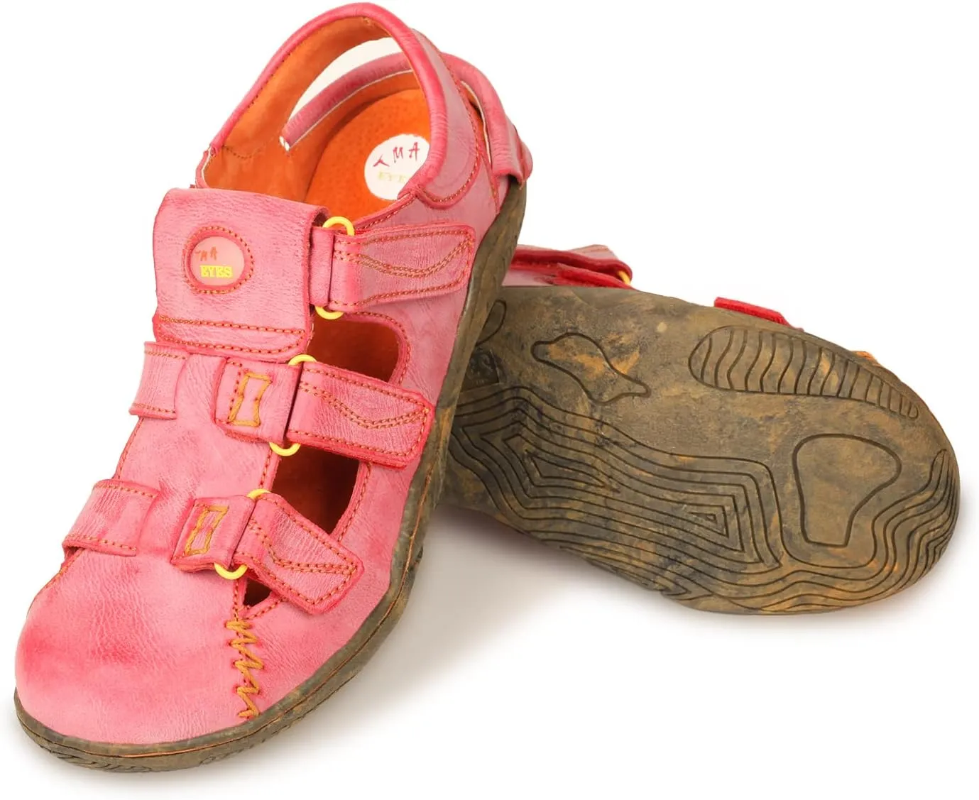 TMA EYES Women's Leather Outdoor Hiking Sandals - Waterproof Athletic Sports Shoes With Closed Toe