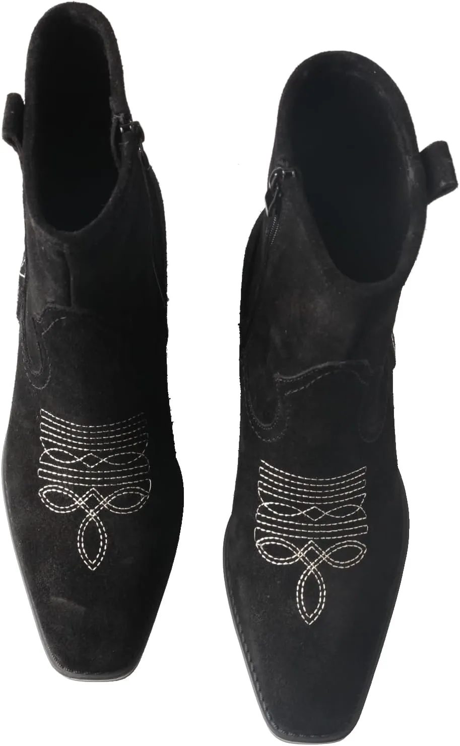 TMA EYES Women's Low-Heeled Pointy Ankle Western Boots With Side Zipper