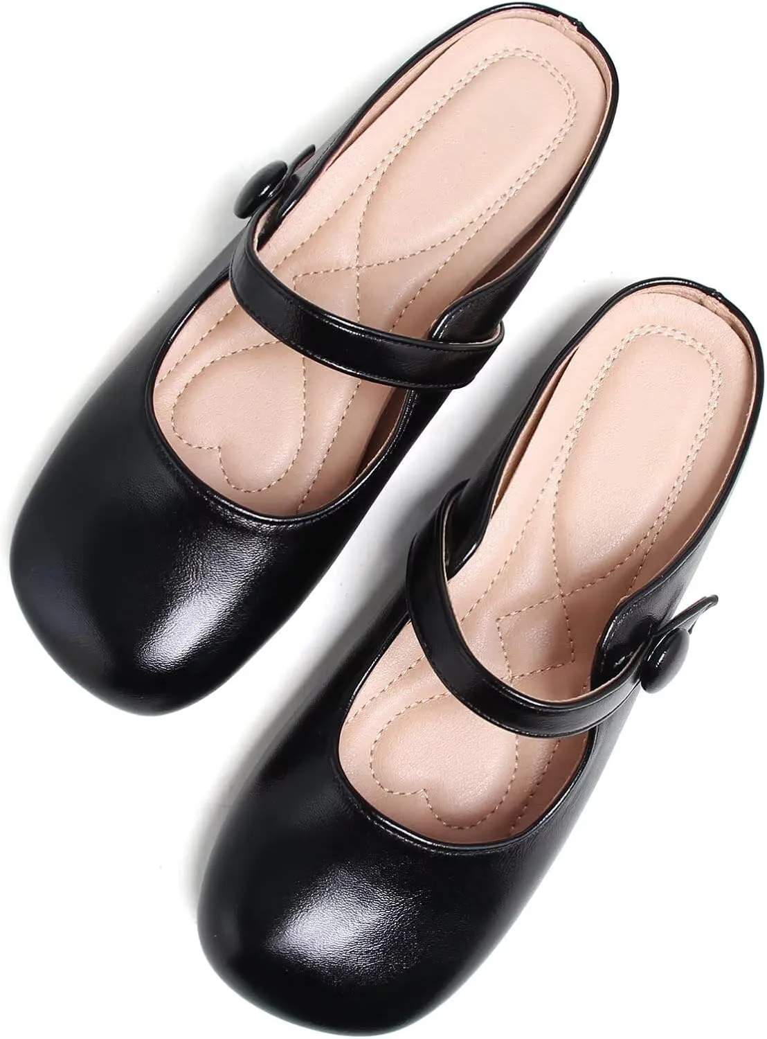 TN TANGNEST Women's Ballet Flats Retro Mary Jane Shoes for Women Cute Square Toe Buckle Dress Flats Soft Work Flats