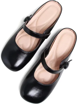 TN TANGNEST Women's Ballet Flats Retro Mary Jane Shoes for Women Cute Square Toe Buckle Dress Flats Soft Work Flats