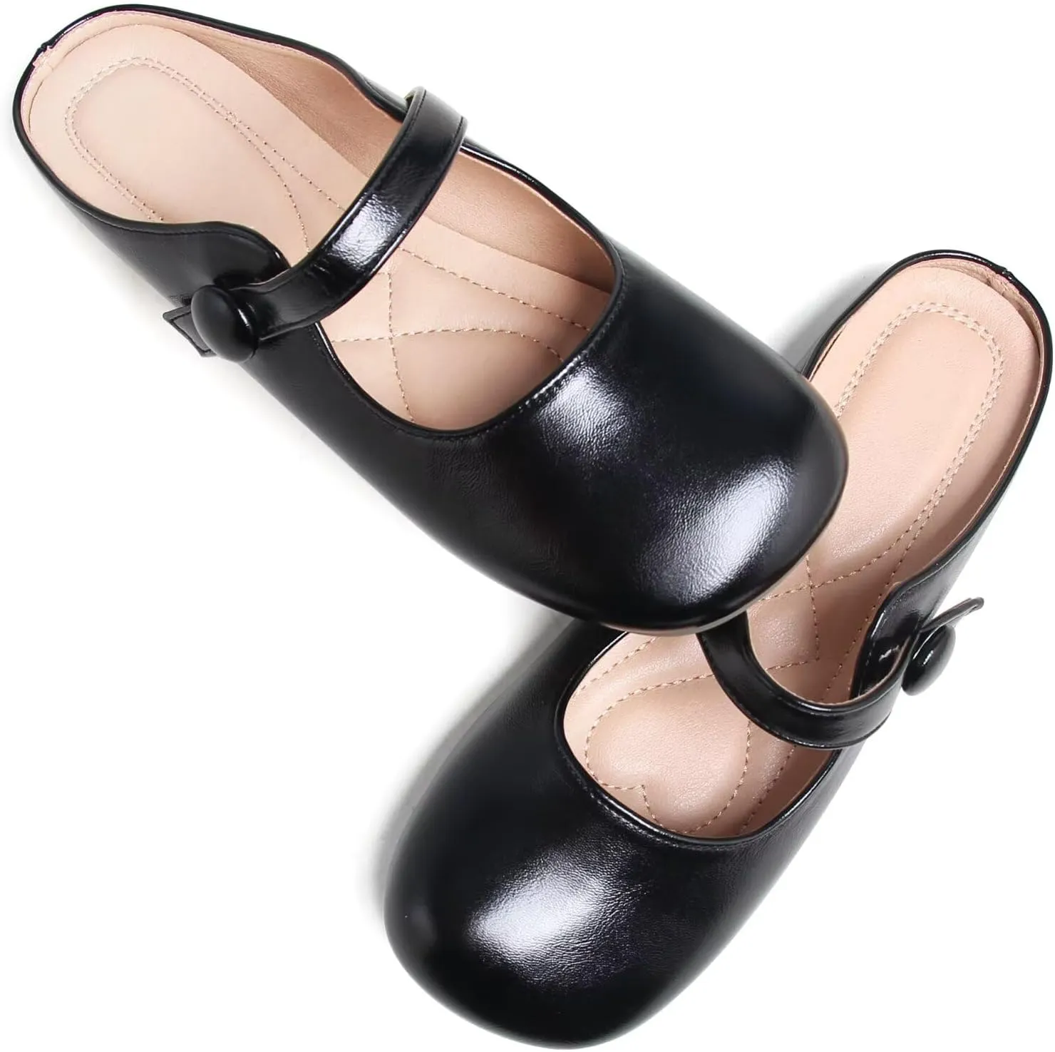 TN TANGNEST Women's Ballet Flats Retro Mary Jane Shoes for Women Cute Square Toe Buckle Dress Flats Soft Work Flats