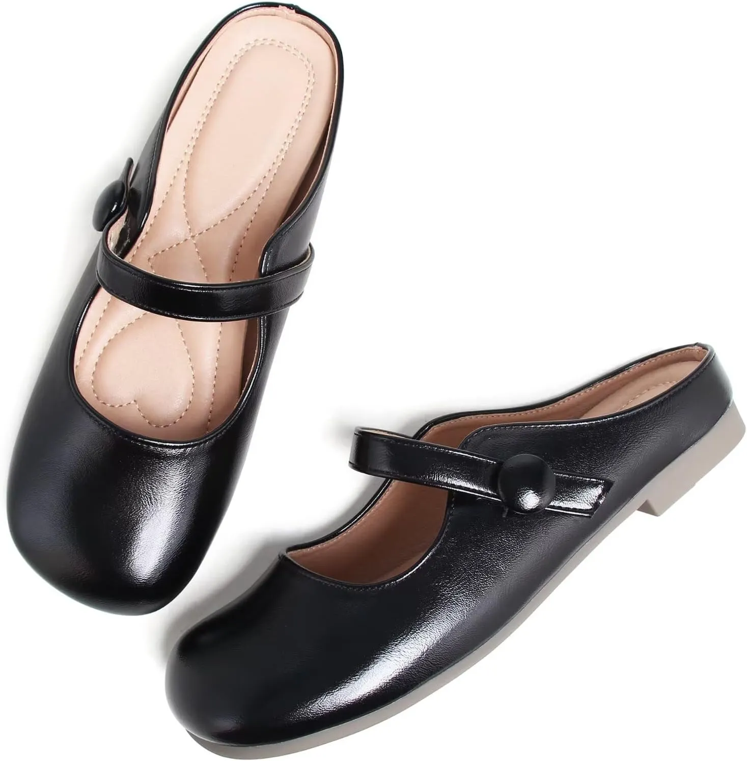 TN TANGNEST Women's Ballet Flats Retro Mary Jane Shoes for Women Cute Square Toe Buckle Dress Flats Soft Work Flats