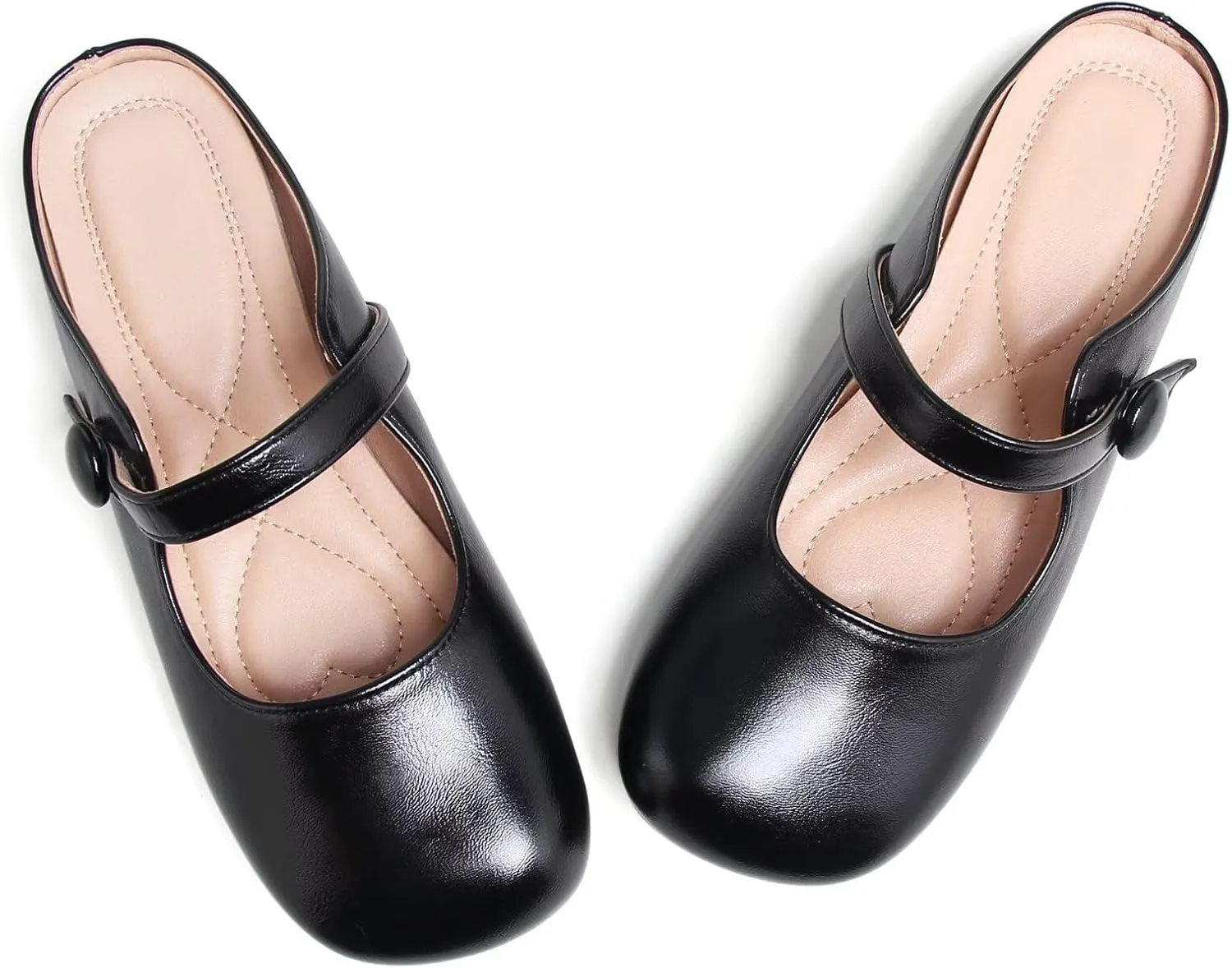 TN TANGNEST Women's Ballet Flats Retro Mary Jane Shoes for Women Cute Square Toe Buckle Dress Flats Soft Work Flats