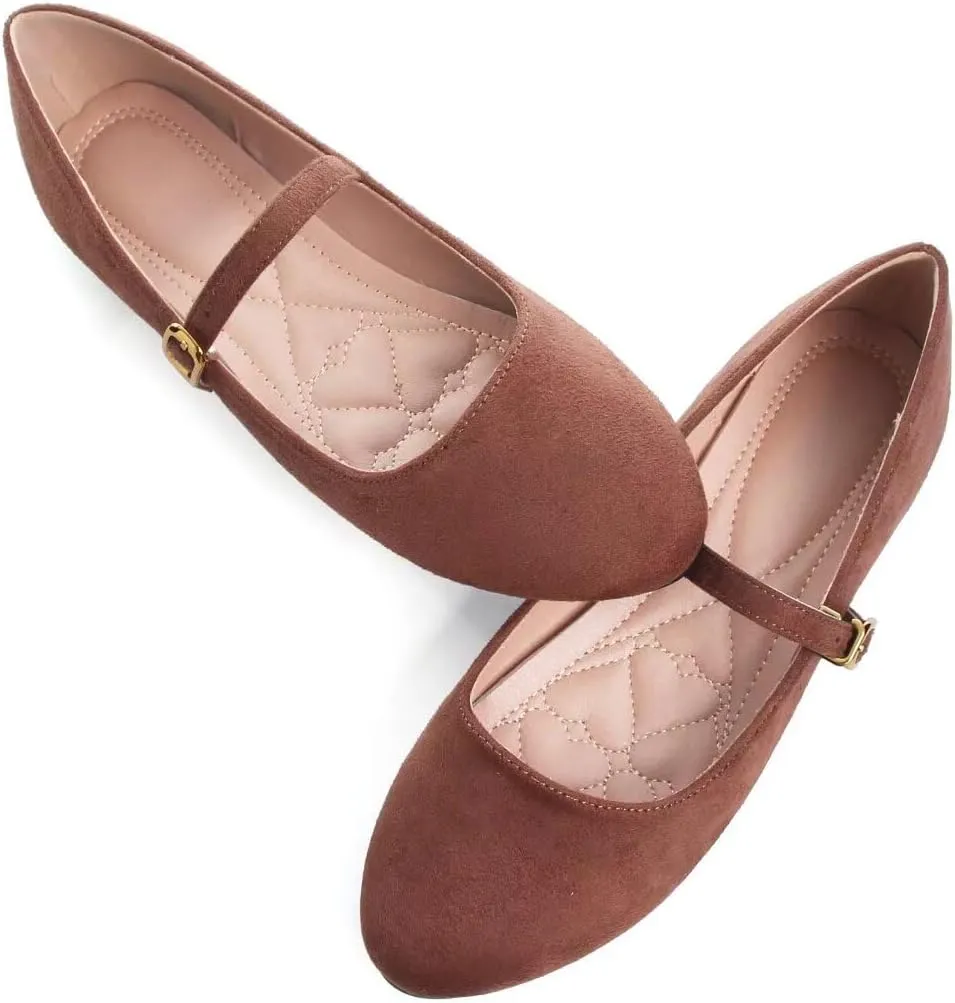 TN TANGNEST Women's Leather Flats Comfortable Square Toe Dress Flats Retro Soft Mary Jane Flats
