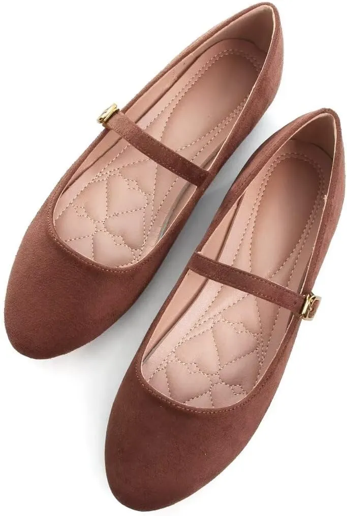 TN TANGNEST Women's Leather Flats Comfortable Square Toe Dress Flats Retro Soft Mary Jane Flats