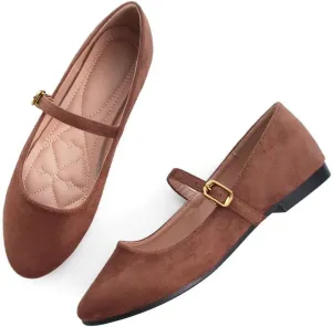 TN TANGNEST Women's Leather Flats Comfortable Square Toe Dress Flats Retro Soft Mary Jane Flats
