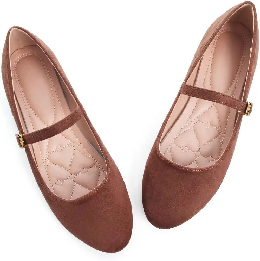 TN TANGNEST Women's Leather Flats Comfortable Square Toe Dress Flats Retro Soft Mary Jane Flats