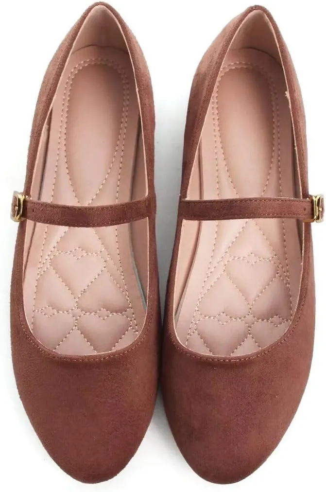 TN TANGNEST Women's Leather Flats Comfortable Square Toe Dress Flats Retro Soft Mary Jane Flats