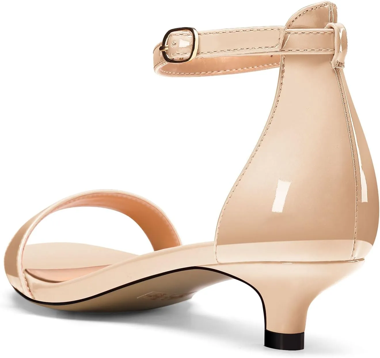 TNYNFBEB Womens Low Kitten Heel Open Toe Sandals Ankle Strap Two-Piece Buckle Prom Party Basic Classic Cute Summer 1.4 Inches Heels