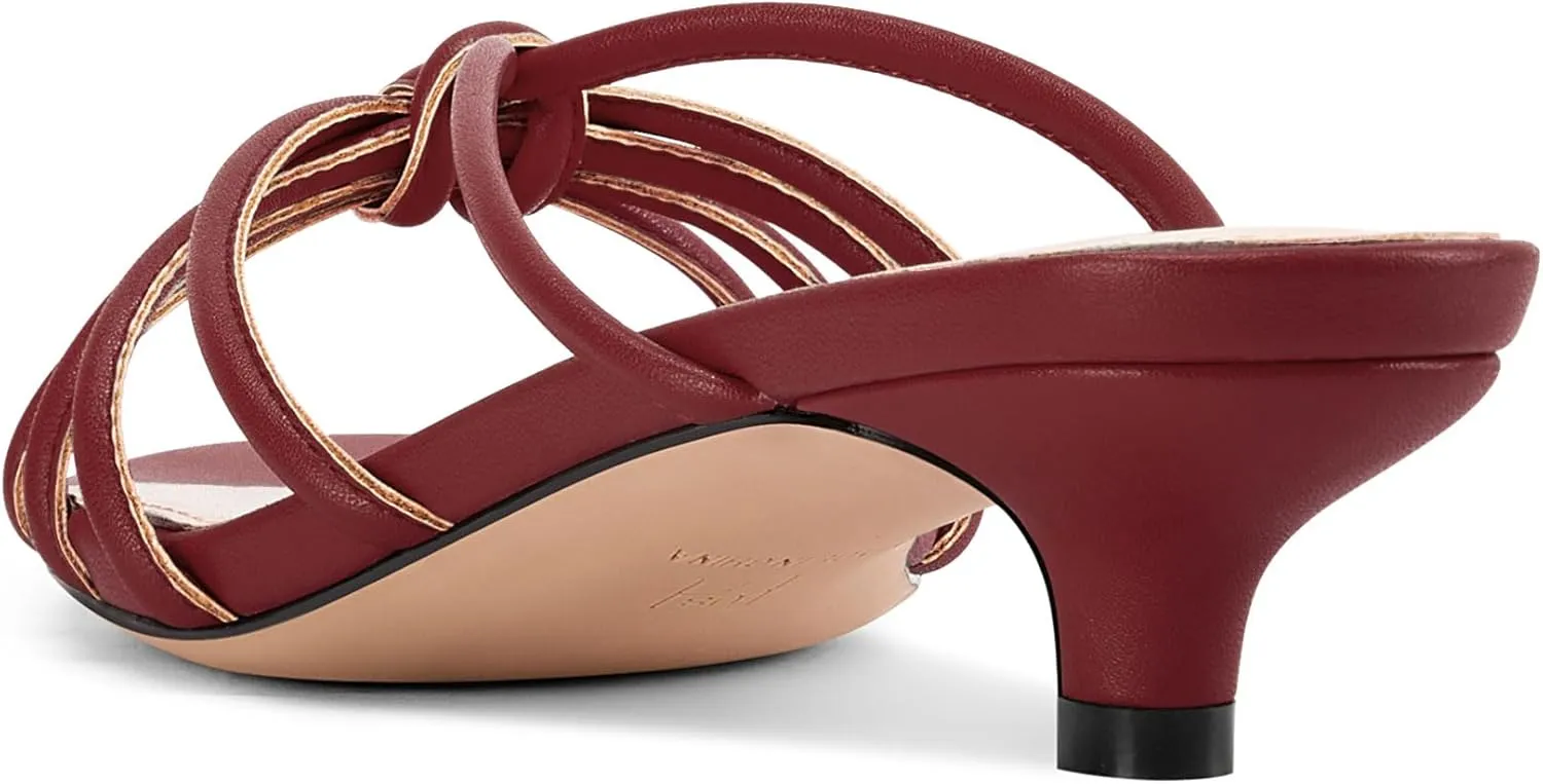 TNYNFBEB Womens Sandals Mules Low Kitten Heel Open Toe Shoes Slip-on Slingback Prom Party Dress Summer 1.4 Inches Heels
