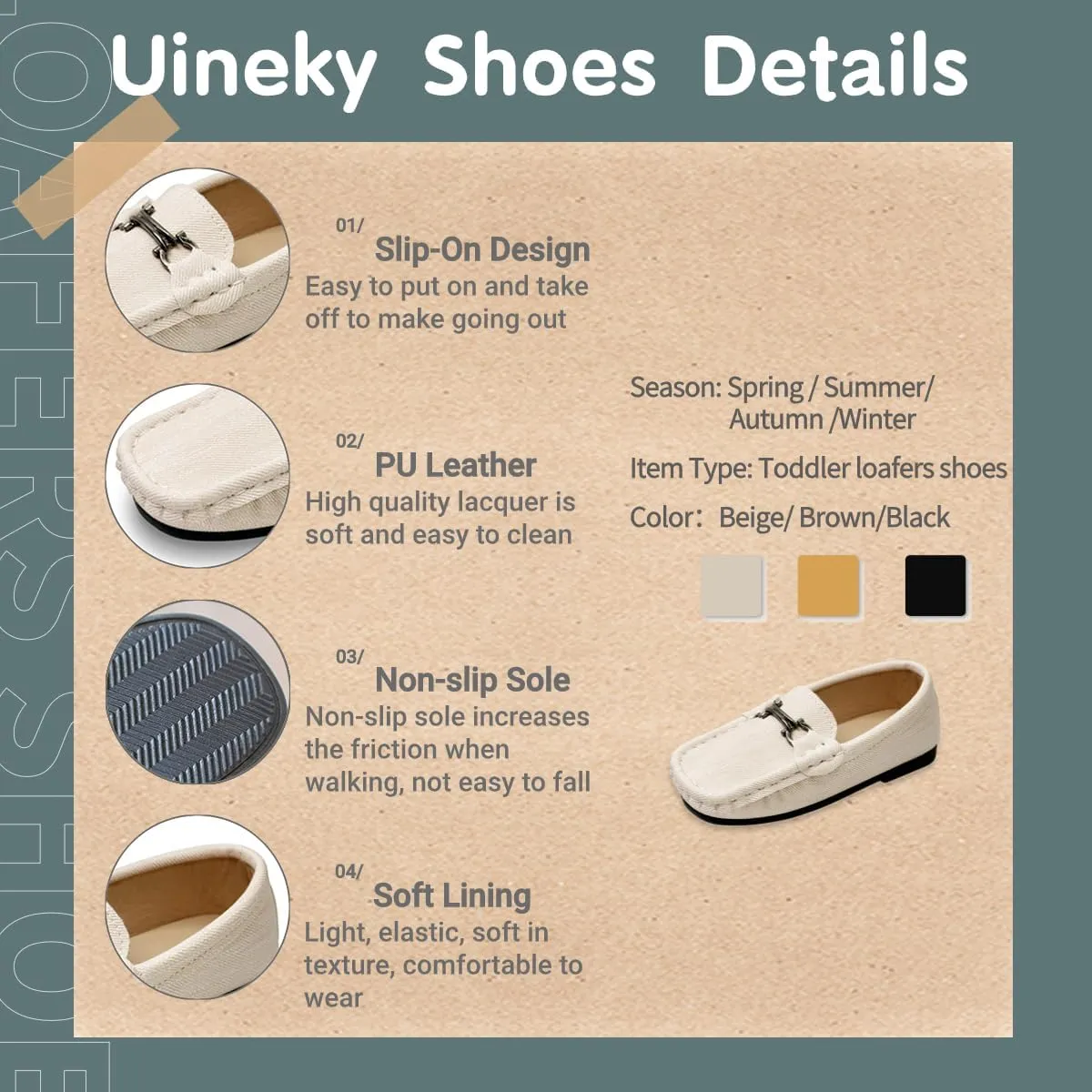 Toddler Boys Girls Leather Loafers Dress Shoes Little Kid Oxford Flats Casual Moccasins Slip-On School Uniform Walking Boat Shoes
