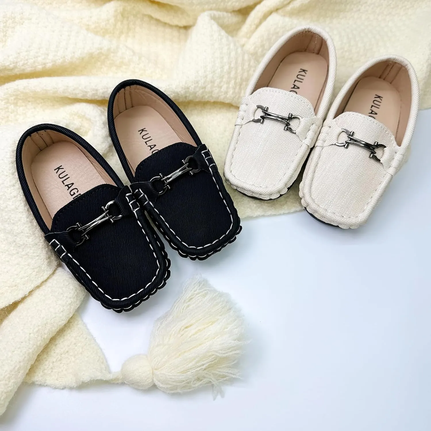 Toddler Boys Girls Leather Loafers Dress Shoes Little Kid Oxford Flats Casual Moccasins Slip-On School Uniform Walking Boat Shoes