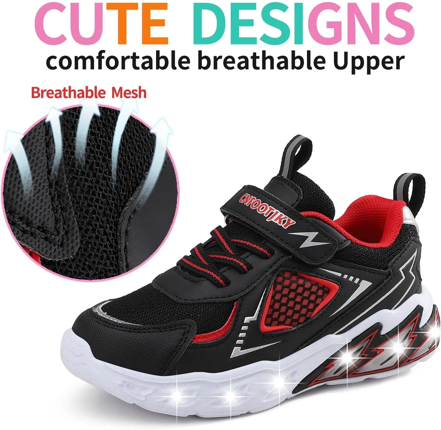 Toddler Boys Light Up Shoes Breathable Mesh LED Flashing Lightweight Walking Sneakers for Toddler and Little Kids