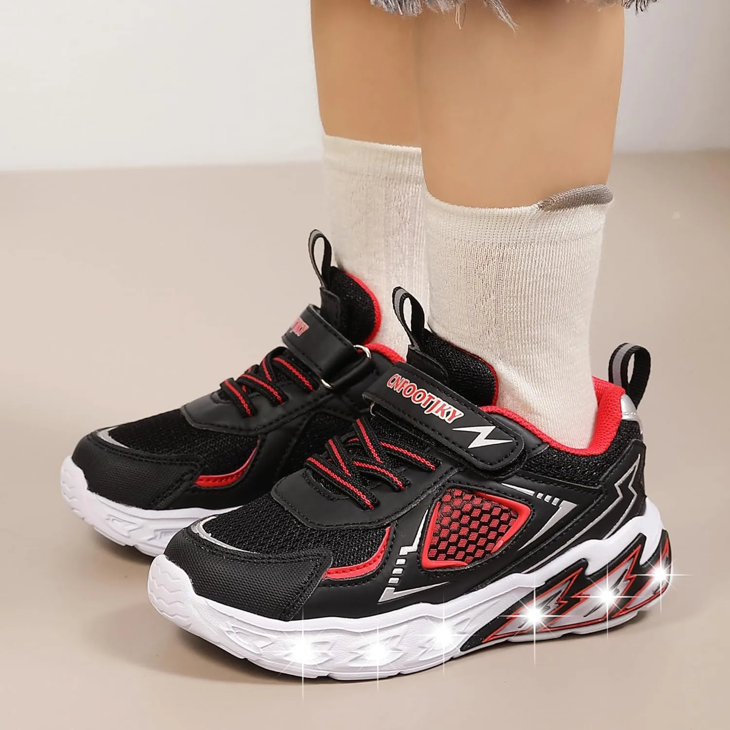 Toddler Boys Light Up Shoes Breathable Mesh LED Flashing Lightweight Walking Sneakers for Toddler and Little Kids