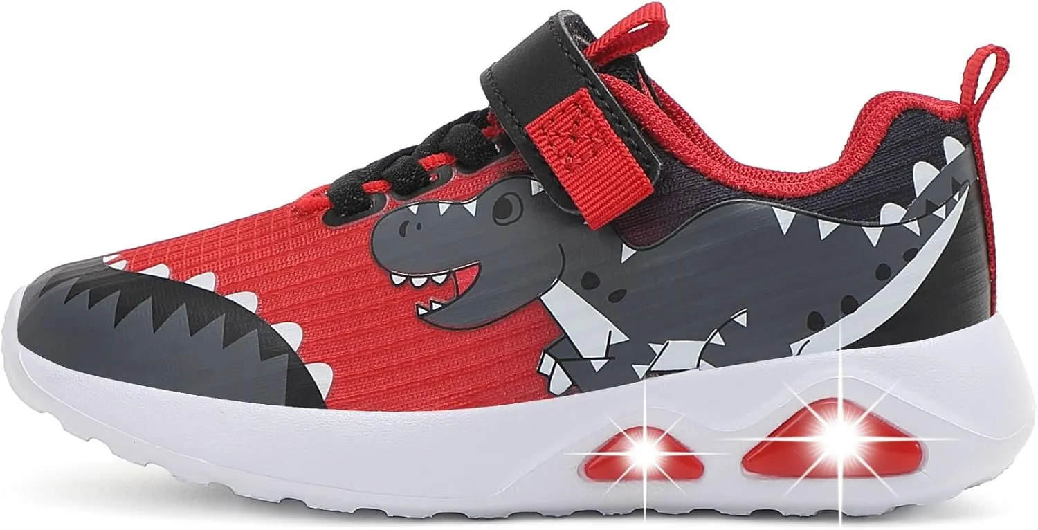 Toddler Boys Light Up Shoes Lightweight LED Flashing Breathable Mesh Walking Sneakers for Toddler and Little Kids