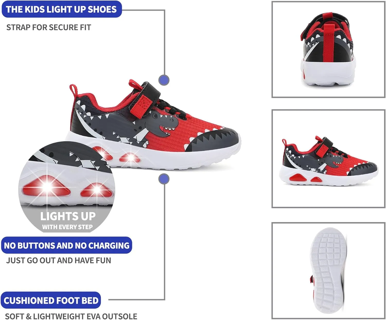 Toddler Boys Light Up Shoes Lightweight LED Flashing Breathable Mesh Walking Sneakers for Toddler and Little Kids