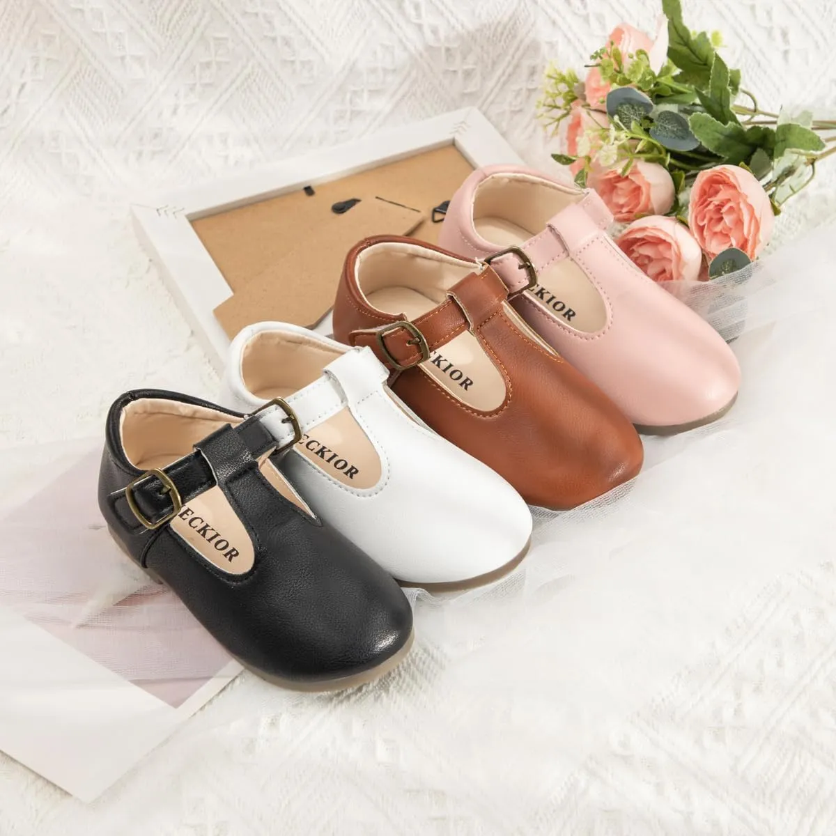 Toddler Girls Mary Jane Dress Shoes Ballet Flats Little Girls Soft Slip-On Bowknot Princess Shoes Wedding Party Casual Walking School Uniform Moccasins Baptism Shoes