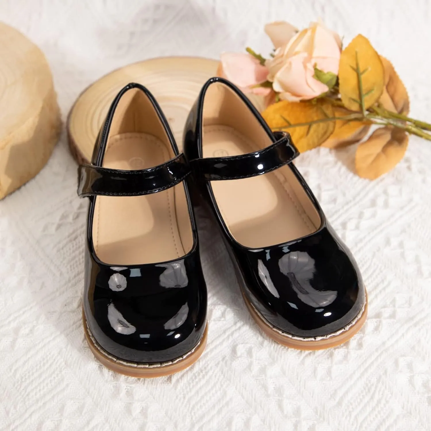 Toddler Girls Mary Jane Dress Shoes Ballet Flats Little Girls Soft Slip-On Bowknot Princess Shoes Wedding Party Casual Walking School Uniform Moccasins Baptism Shoes