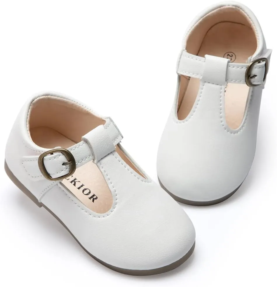 Toddler Girls Mary Jane Dress Shoes Ballet Flats Little Girls Soft Slip-On Bowknot Princess Shoes Wedding Party Casual Walking School Uniform Moccasins Baptism Shoes