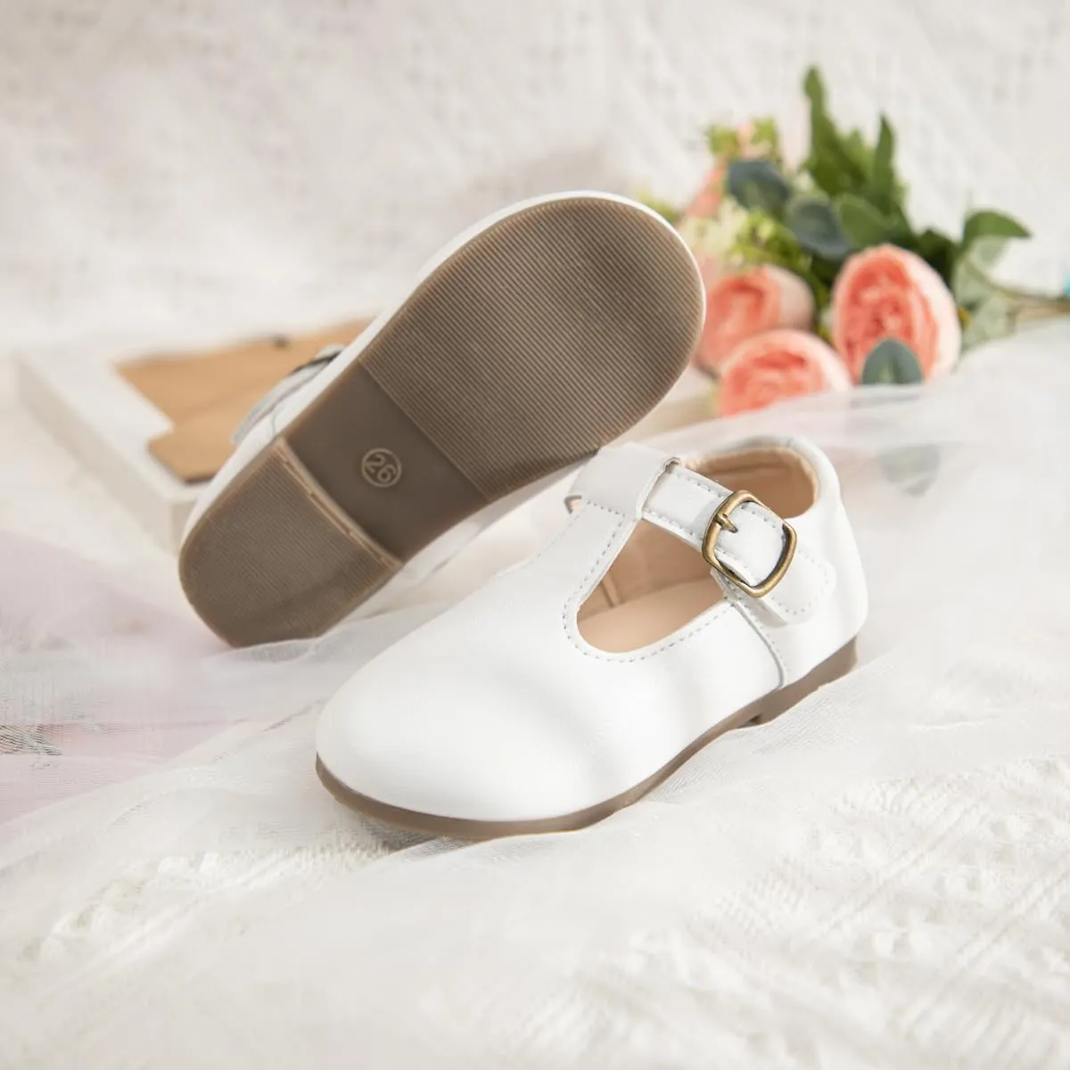 Toddler Girls Mary Jane Dress Shoes Ballet Flats Little Girls Soft Slip-On Bowknot Princess Shoes Wedding Party Casual Walking School Uniform Moccasins Baptism Shoes