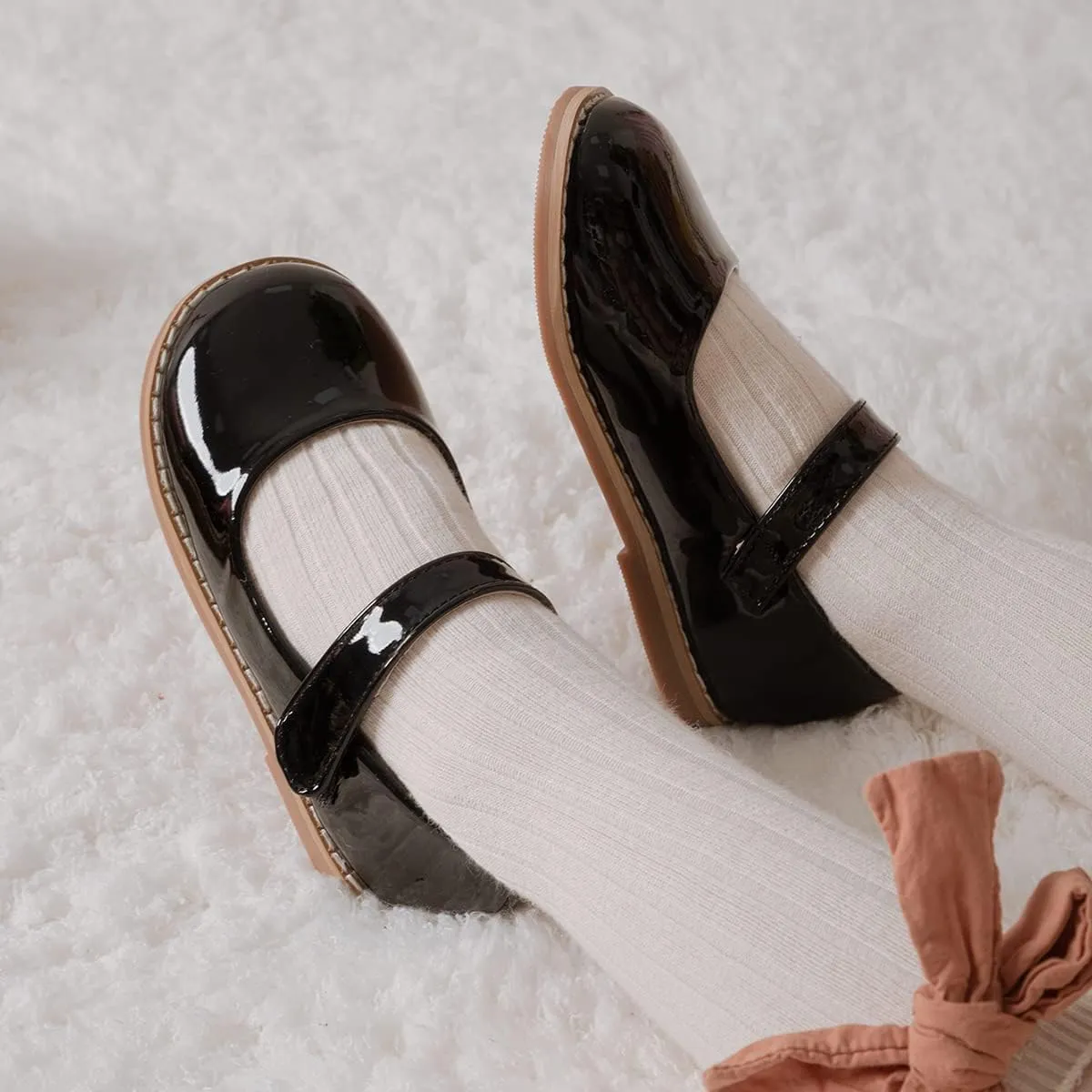 Toddler Girls Mary Jane Dress Shoes Ballet Flats Little Girls Soft Slip-On Bowknot Princess Shoes Wedding Party Casual Walking School Uniform Moccasins Baptism Shoes