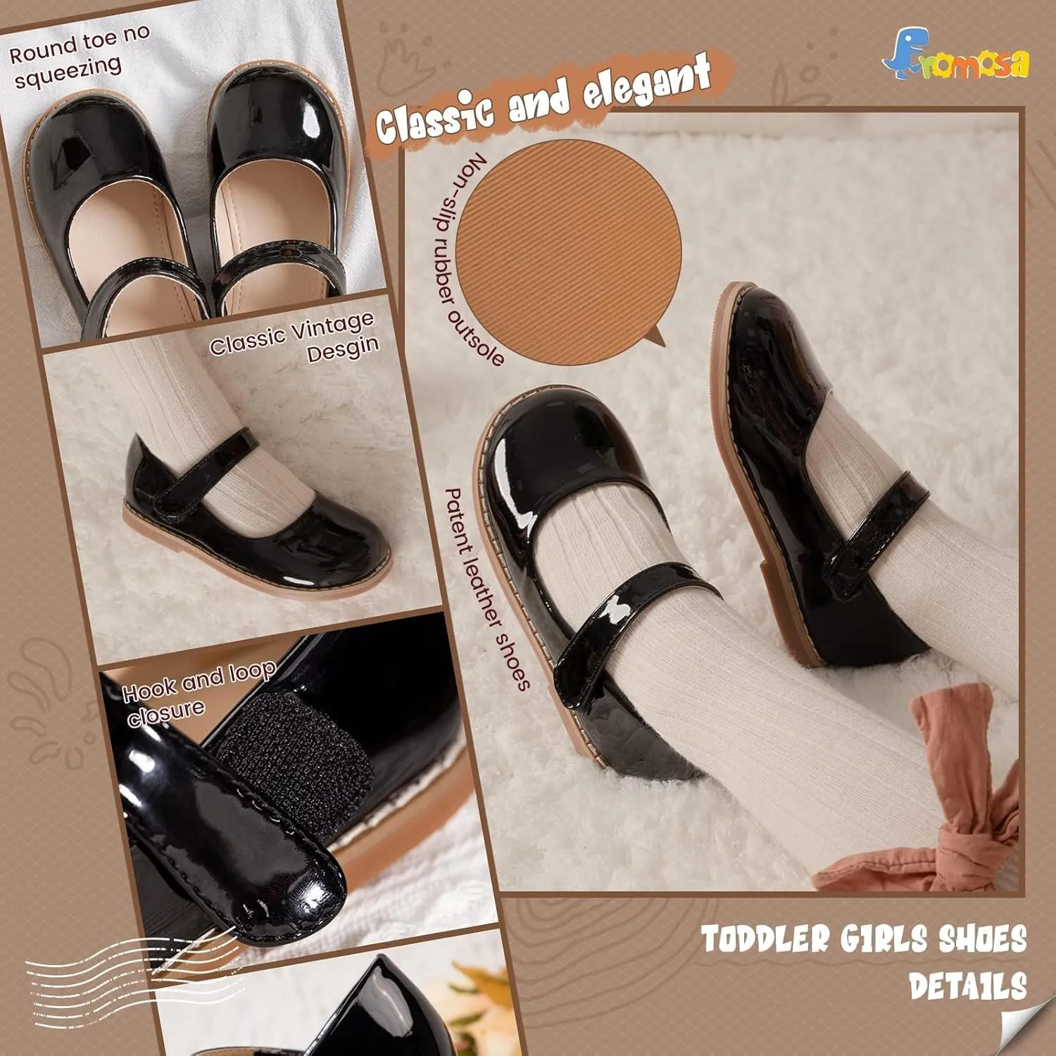 Toddler Girls Mary Jane Dress Shoes Ballet Flats Little Girls Soft Slip-On Bowknot Princess Shoes Wedding Party Casual Walking School Uniform Moccasins Baptism Shoes