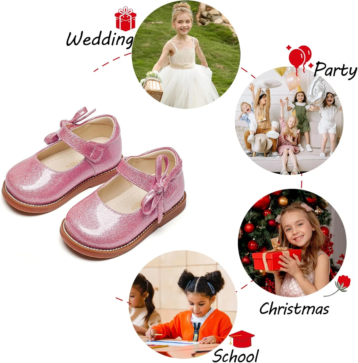 Toddler Girls Mary Jane Flats Oxford Dress Shoes-Little Girls School Shoes Uniform Wedding