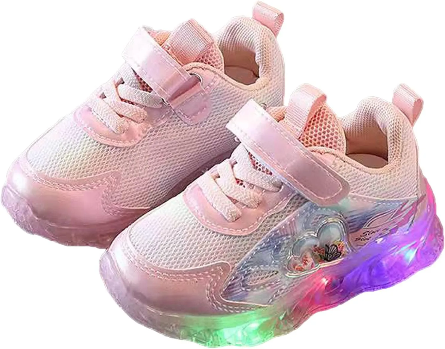 Toddler Infant Light Up Flash Breathable Sneakers for Kids Spring Baby Boys Girls Platform Chunky Heel Mesh Shoes