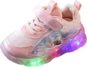 Toddler Infant Light Up Flash Breathable Sneakers for Kids Spring Baby Boys Girls Platform Chunky Heel Mesh Shoes