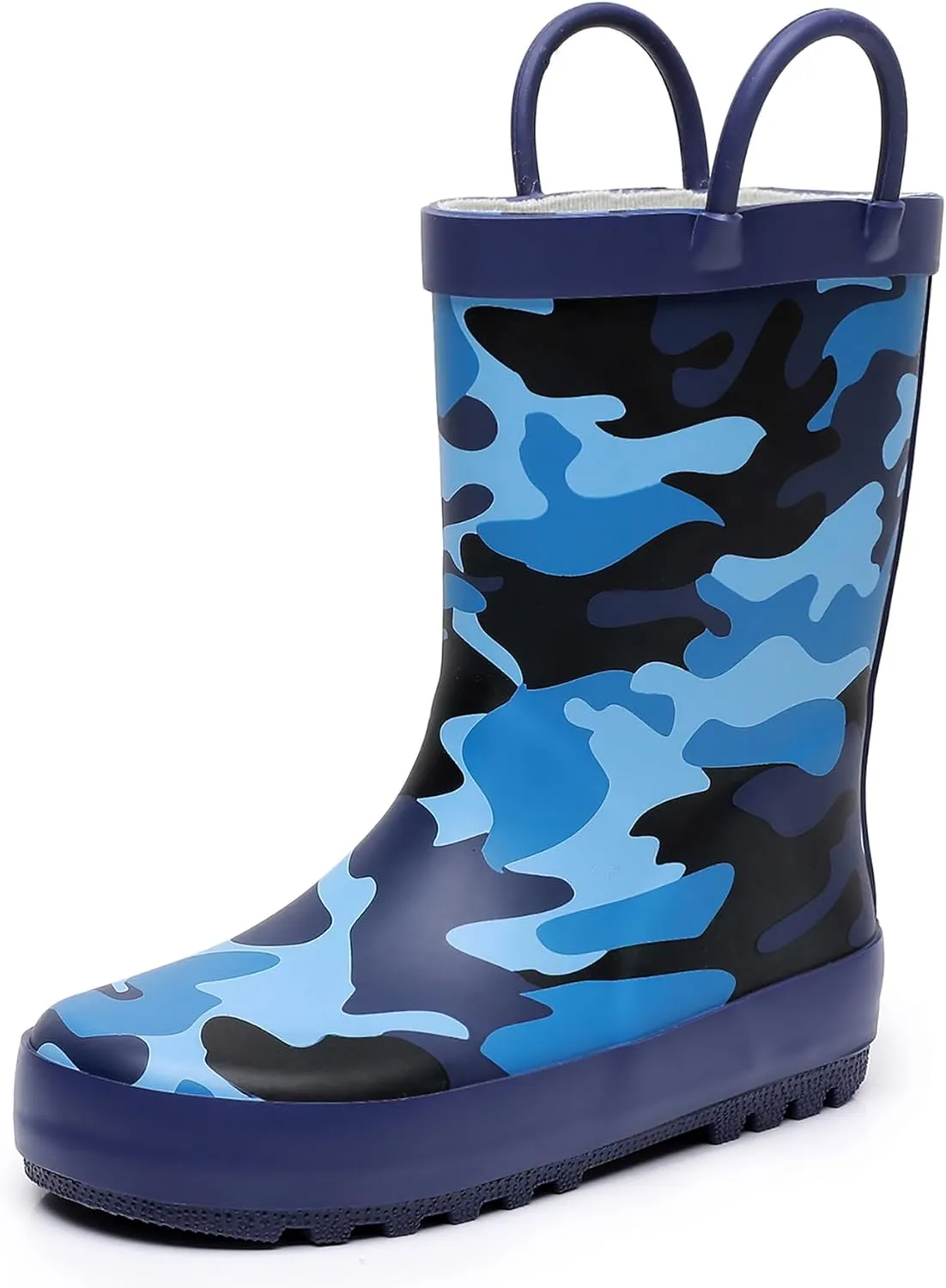 Toddler Rain Boots for Boys and Girls Waterproof Rubber Kids Rain Boots with Easy on Handles All-season
